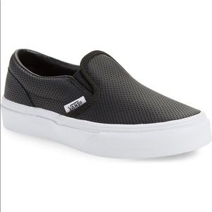 Vans Leather Perforated Slip On Sneakers